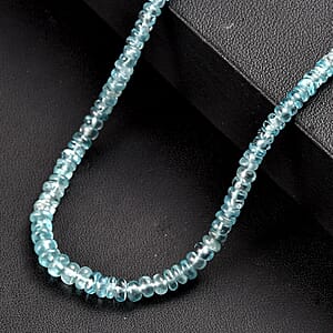 D'Joy Premium Blue Zircon 77.00 ctw Beaded Necklace in Rhodium Over Sterling Silver 18-20 Inches (Del. in 8-10 Days) 