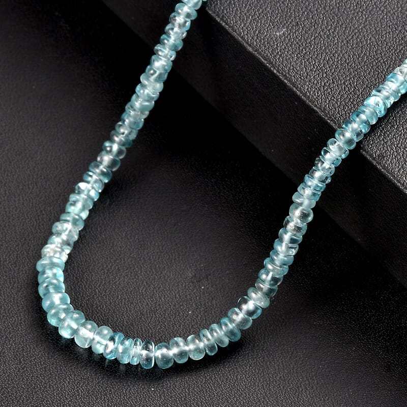 D'Joy Premium Blue Zircon 77.00 ctw Beaded Necklace in Rhodium Over Sterling Silver 18-20 Inches