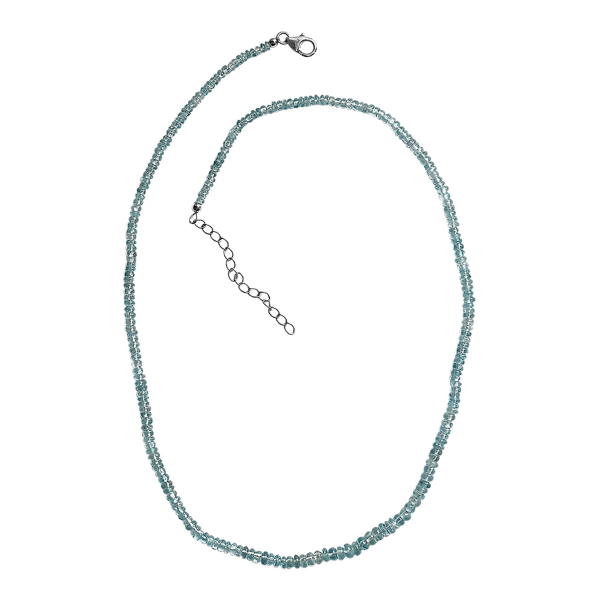 D'Joy Premium Blue Zircon 77.00 ctw Beaded Necklace in Rhodium Over Sterling Silver 18-20 Inches (Del. in 8-10 Days)  image number 4