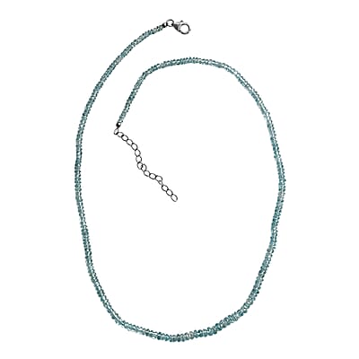 D'Joy Premium Blue Zircon 77.00 ctw Beaded Necklace in Rhodium Over Sterling Silver 18-20 Inches
