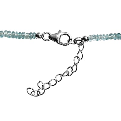 D'Joy Premium Blue Zircon 77.00 ctw Beaded Necklace in Rhodium Over Sterling Silver 18-20 Inches