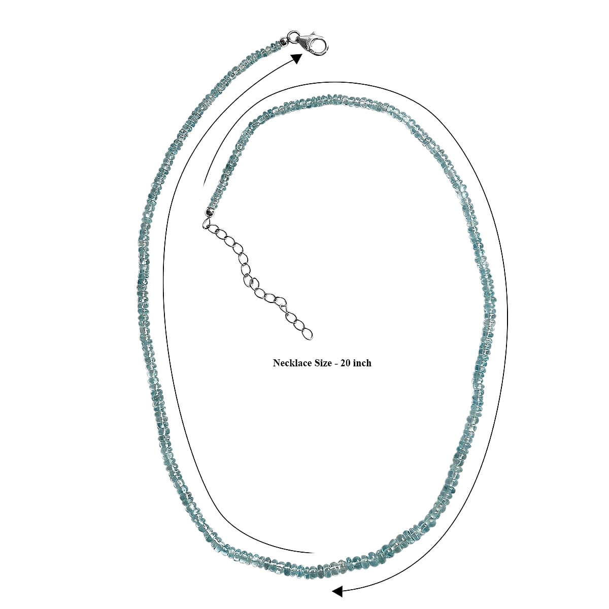 D'Joy Premium Blue Zircon 77.00 ctw Beaded Necklace in Rhodium Over Sterling Silver 18-20 Inches (Del. in 8-10 Days)  image number 6