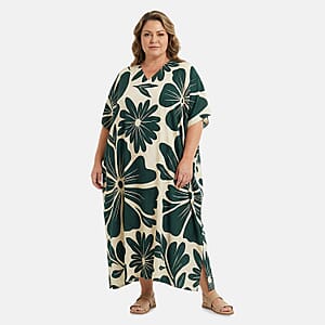Winlar Green Floral Long Kaftan