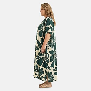 Winlar Green Floral Long Kaftan