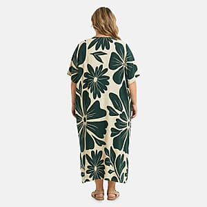 Winlar Green Floral Long Kaftan