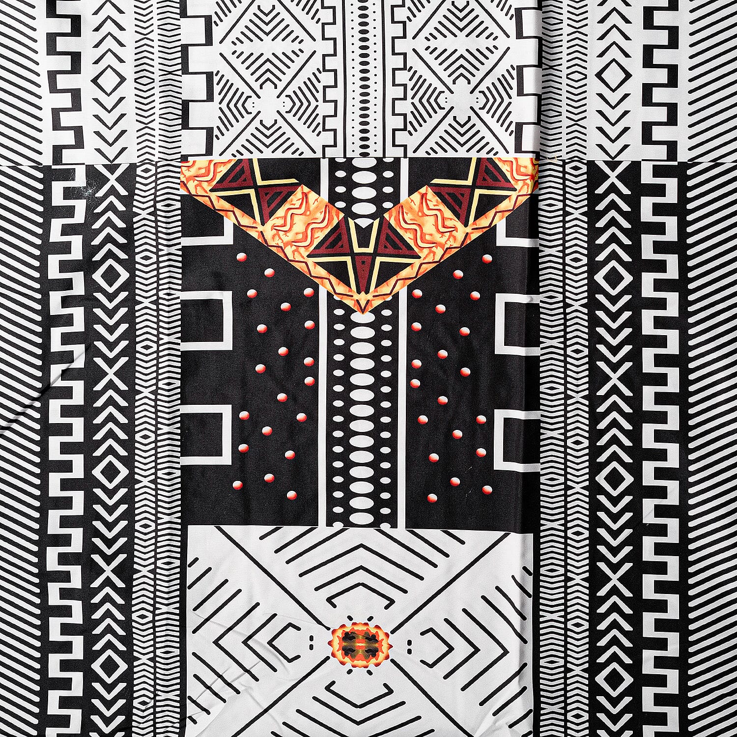 Winlar Black Tribal Long Kaftan - One Size Fits Most