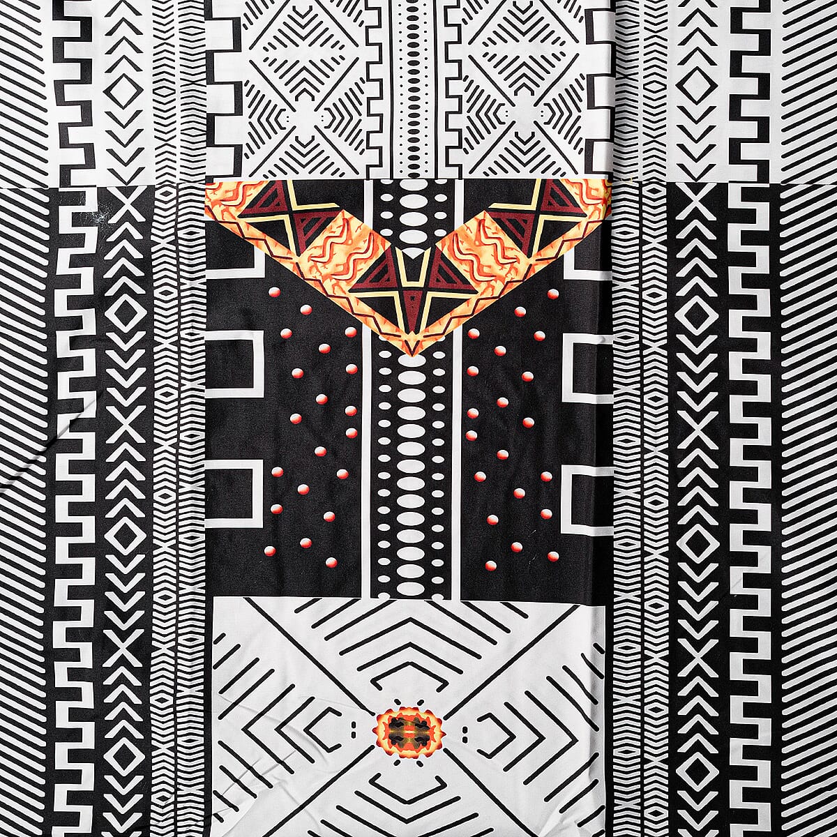 Winlar Black Tribal Long Kaftan - One Size Fits Most image number 4