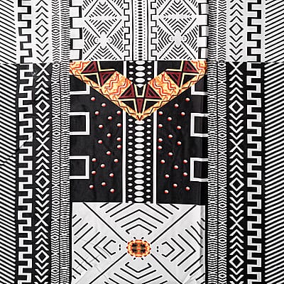 Winlar Black Tribal Long Kaftan - One Size Fits Most