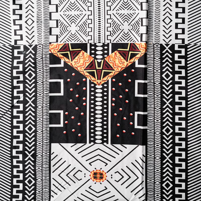 Winlar Black Tribal Long Kaftan - One Size Fits Most