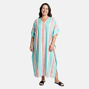 Winlar Green Stripe Long Kaftan - One Size Fits Most