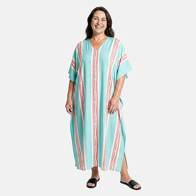 Winlar Green Stripe Long Kaftan - One Size Fits Most