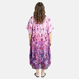 Winlar Pink & Purple Abstract Long Kaftan - One Size Fits Most