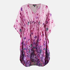 Winlar Pink & Purple Abstract Long Kaftan - One Size Fits Most
