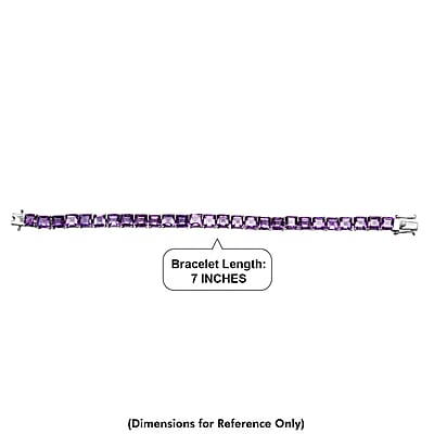 Premium Lusaka Amethyst, Luxuriant Lab Grown Diamond G-H SI 27.85 ctw Tennis Bracelet in Rhodium Over Sterling Silver (7.25 In)