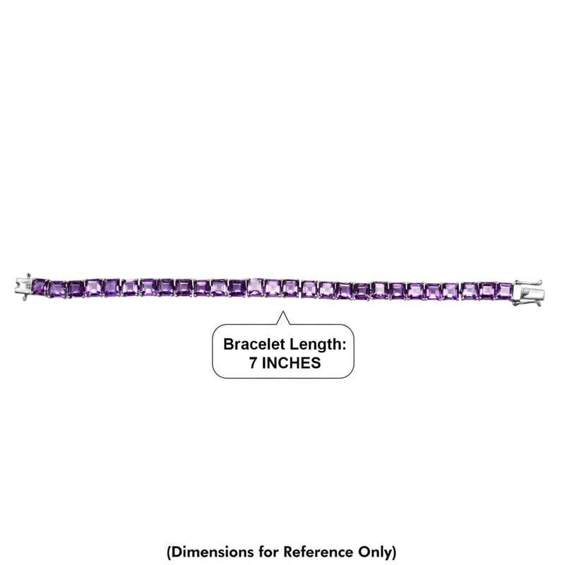 Premium Lusaka Amethyst, Luxuriant Lab Grown Diamond G-H SI 27.85 ctw Tennis Bracelet in Rhodium Over Sterling Silver (7.25 In)