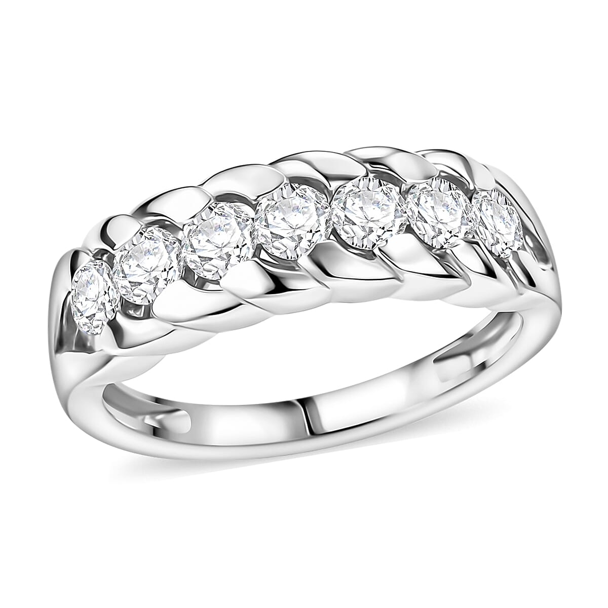 EverTrue Moissanite 0.75 ctw 7 Stone Ring in Platinum Bond (Size 8.0)