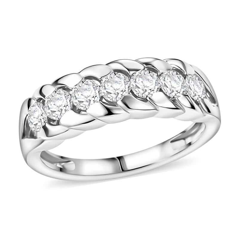 EverTrue Moissanite 0.75 ctw 7 Stone Ring in Platinum Bond (Size 8.0)