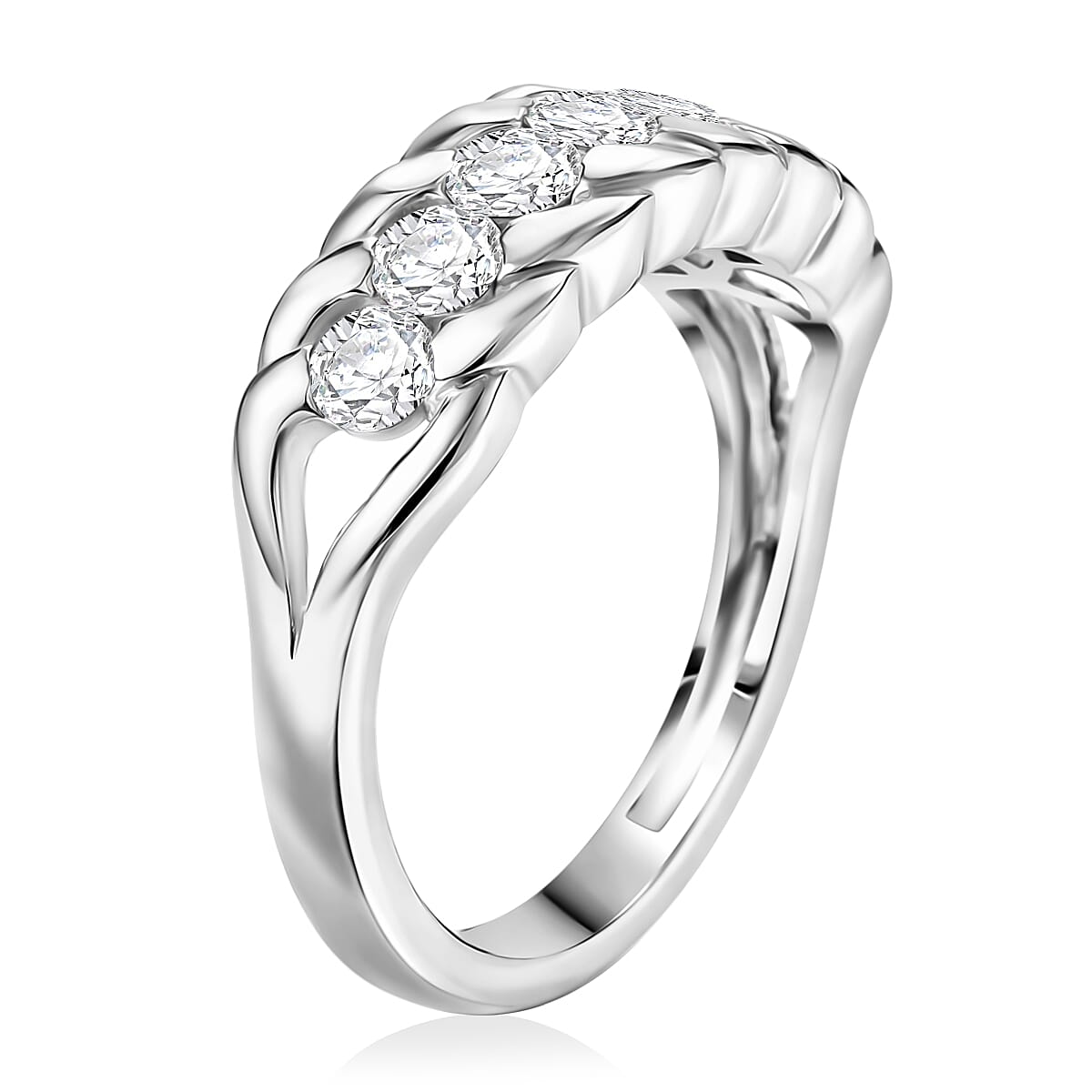 EverTrue Moissanite 0.75 ctw 7 Stone Ring in Platinum Bond (Size 8.0)