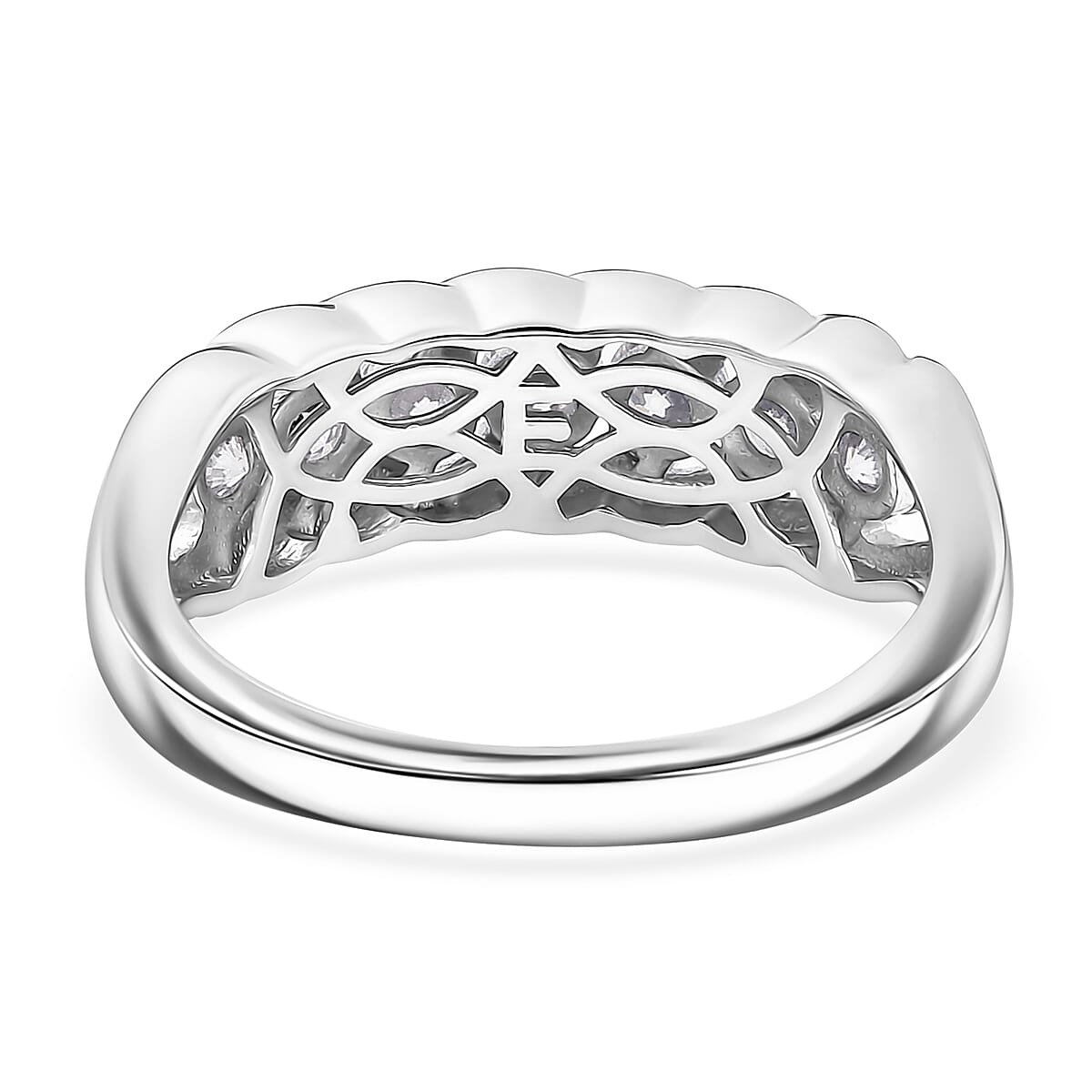 EverTrue Moissanite 0.75 ctw 7 Stone Ring in Platinum Bond (Size 8.0)