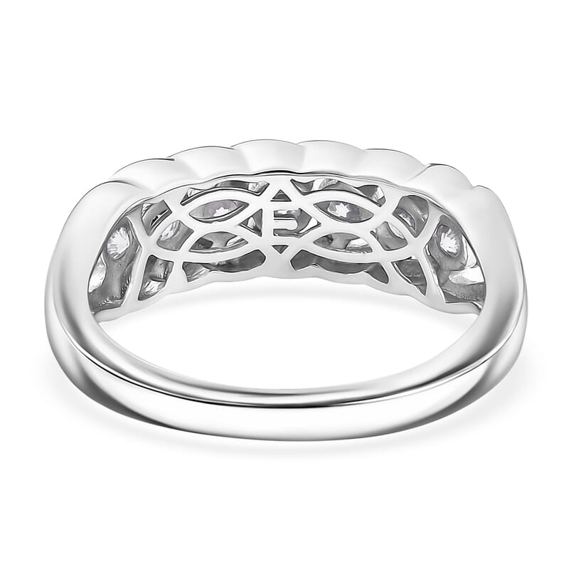 EverTrue Moissanite 0.75 ctw 7 Stone Ring in Platinum Bond (Size 8.0)