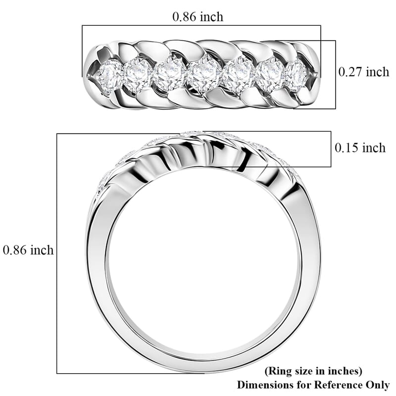 EverTrue Moissanite 0.75 ctw 7 Stone Ring in Platinum Bond (Size 8.0)