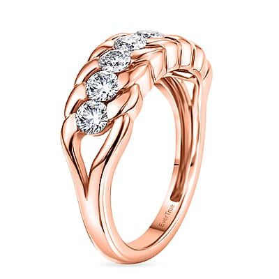 EverTrue Moissanite 0.75 ctw 7 Stone Ring in 18K RG Plated (Size 5.0)