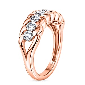EverTrue Moissanite 0.75 ctw 7 Stone Ring in 18K RG Plated (Size 6.0)