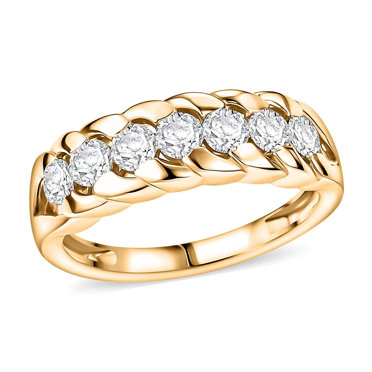 EverTrue Moissanite 0.75 ctw Everyday Sparkle Band Ring in 18K YG Plated (Size 5.0)