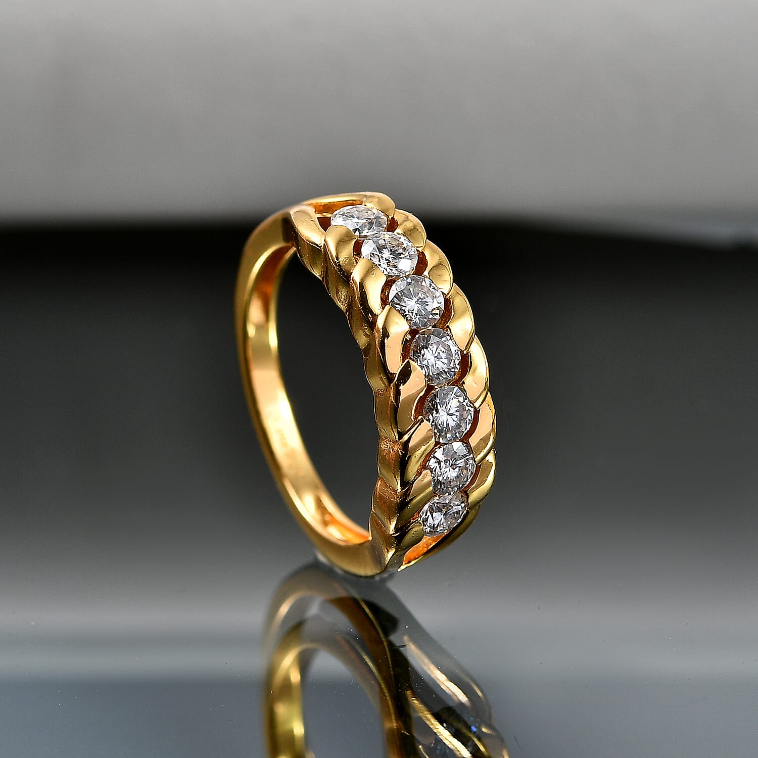 EverTrue Moissanite 0.75 ctw Everyday Sparkle Band Ring in 18K YG Plated (Size 5.0)