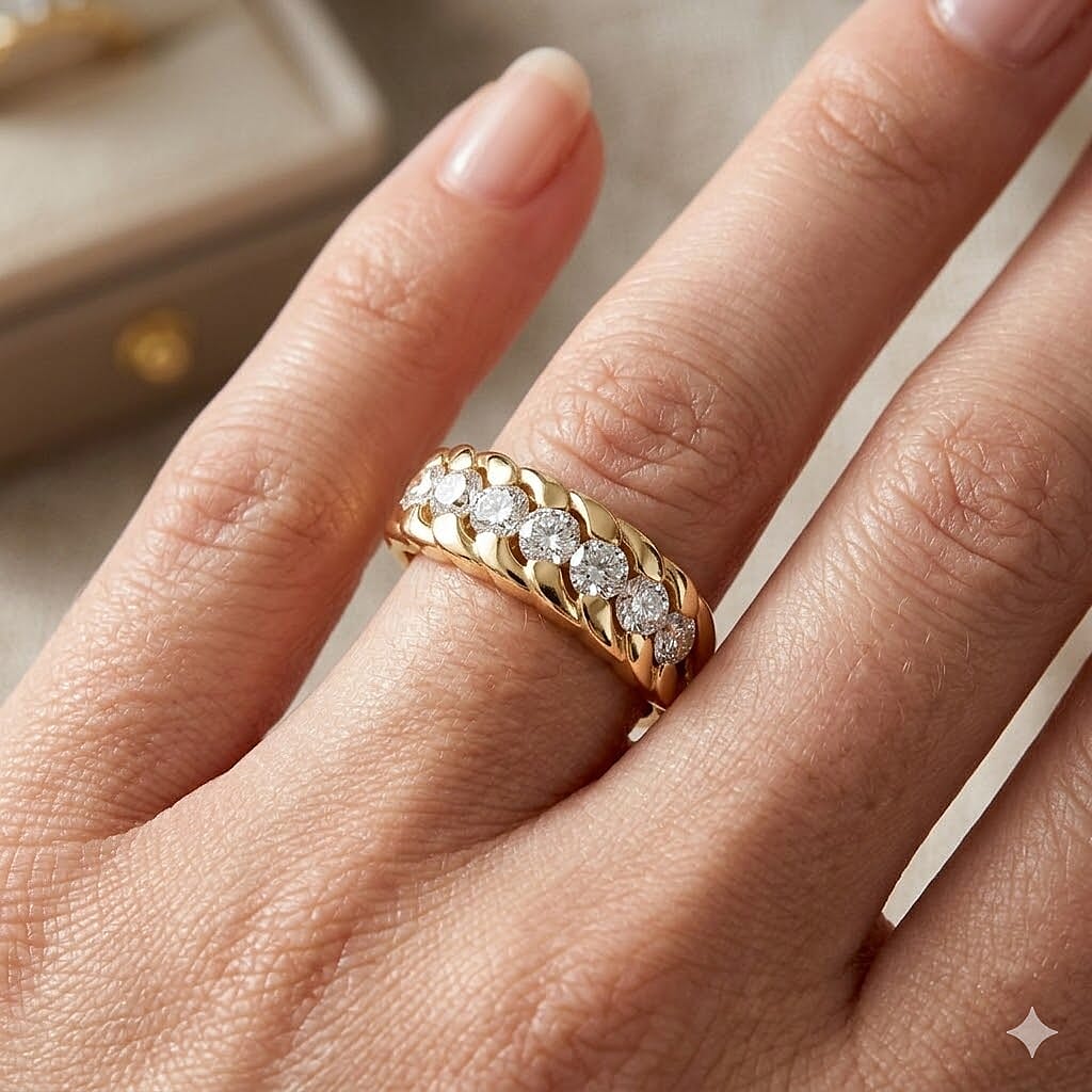 EverTrue Moissanite 0.75 ctw Everyday Sparkle Band Ring in 18K YG Plated (Size 5.0)