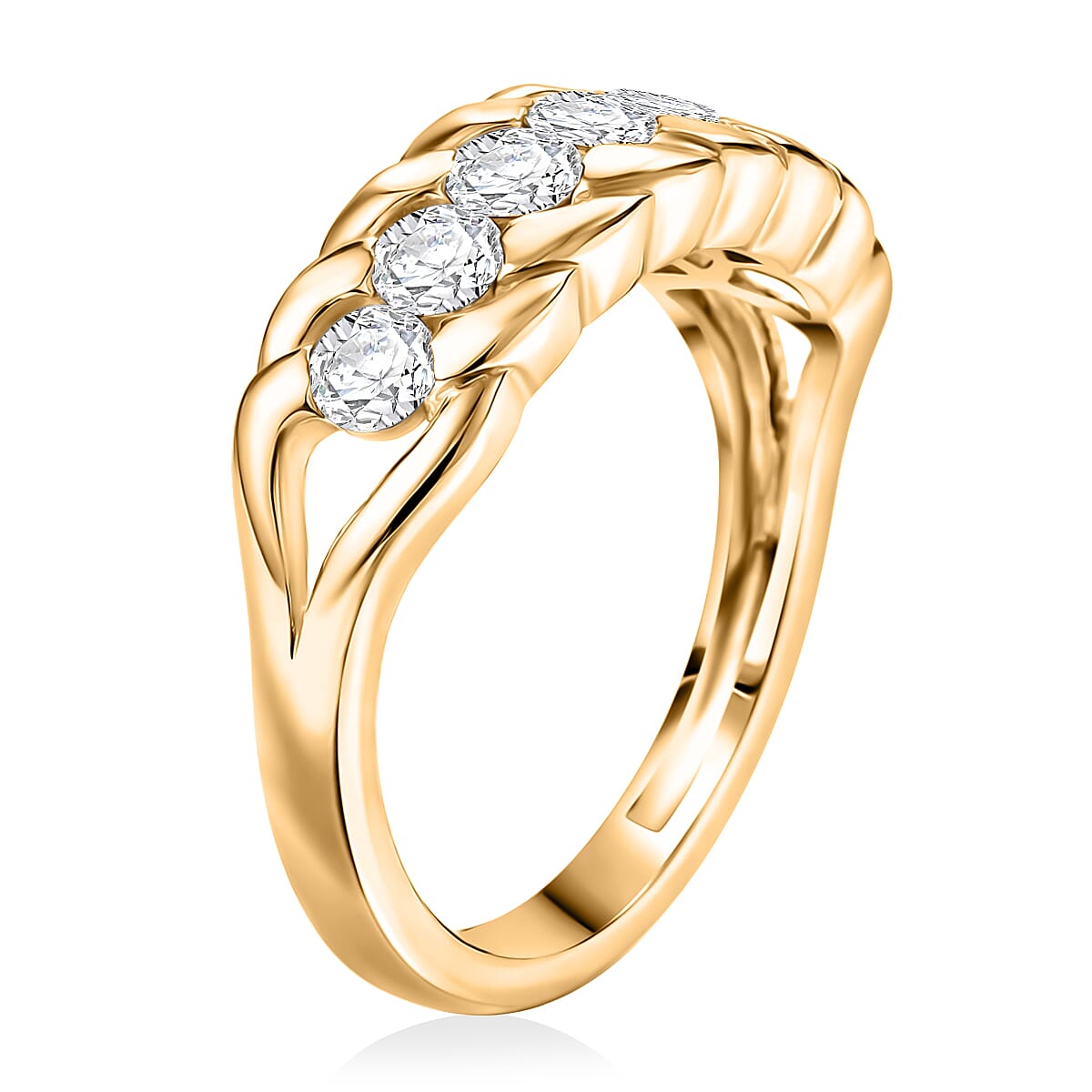 EverTrue Moissanite 0.75 ctw Everyday Sparkle Band Ring in 18K YG Plated (Size 5.0)