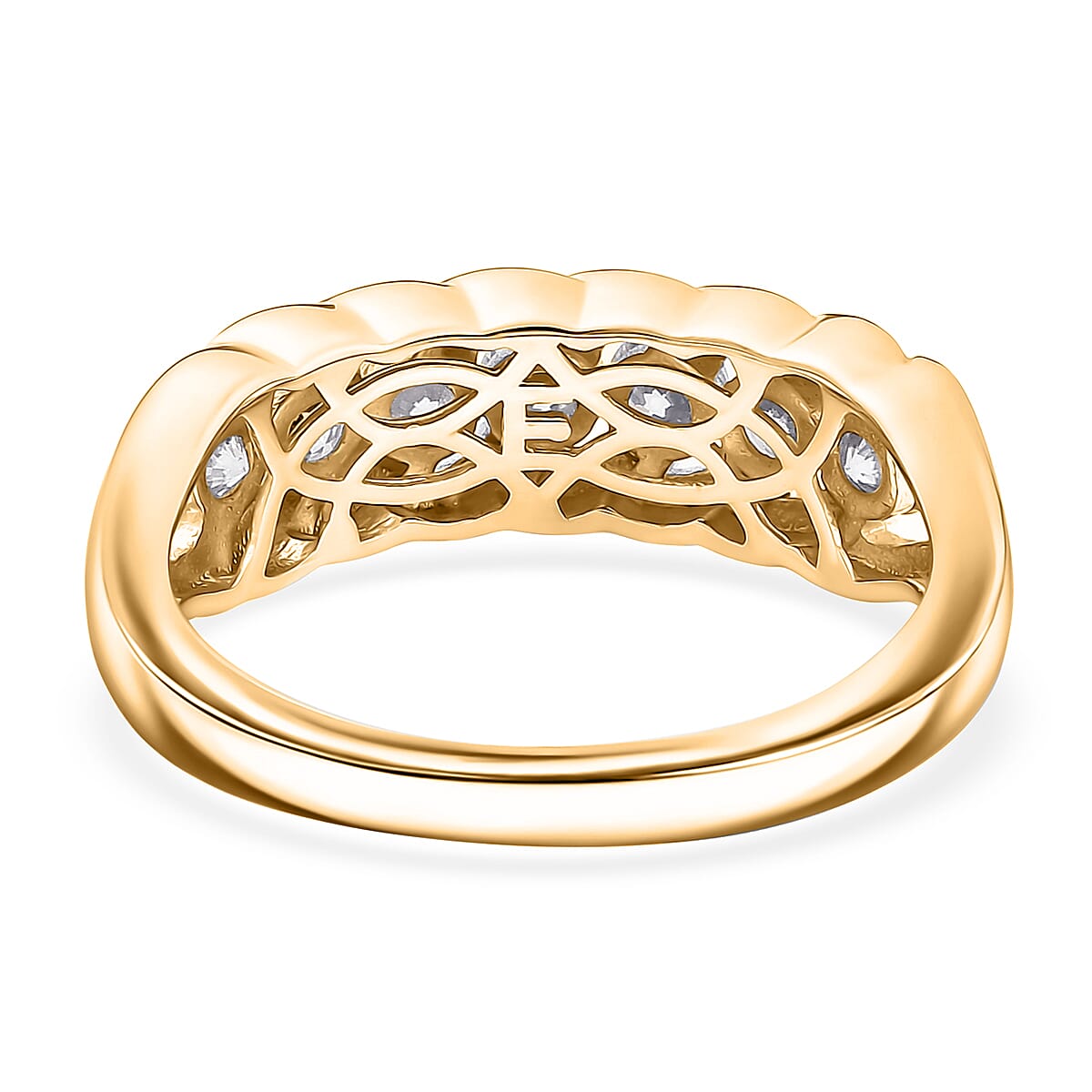 EverTrue Moissanite 0.75 ctw Everyday Sparkle Band Ring in 18K YG Plated (Size 5.0)