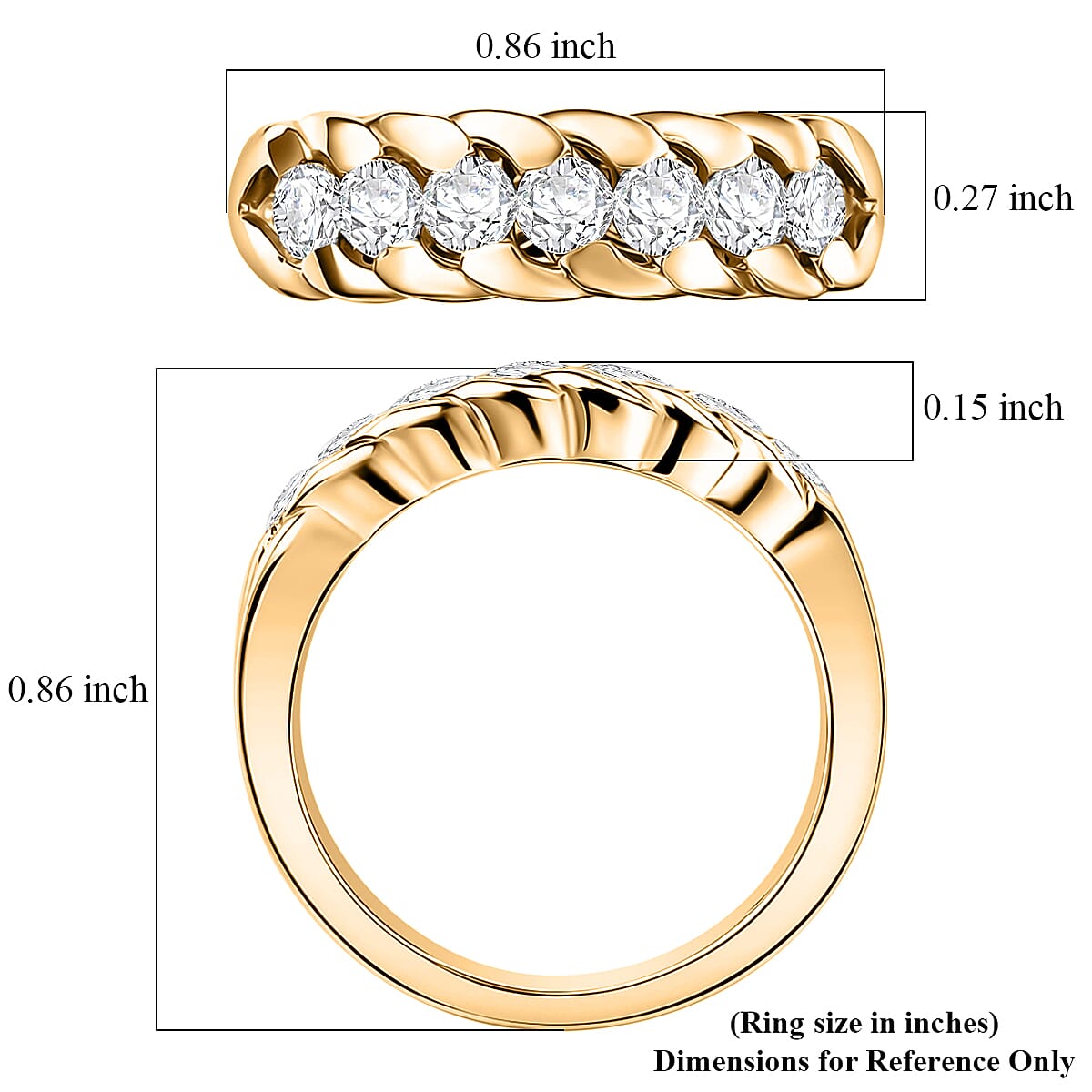EverTrue Moissanite 0.75 ctw Everyday Sparkle Band Ring in 18K YG Plated (Size 5.0)