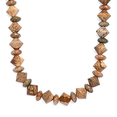 EverTrue Unakite and Picture Jasper 210.00 ctw Necklace in 18K YG Plated 18 Inches
