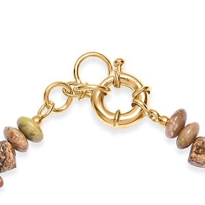 EverTrue Unakite and Picture Jasper 74.00 ctw Bracelet in 18K YG Plated (7.25 In)