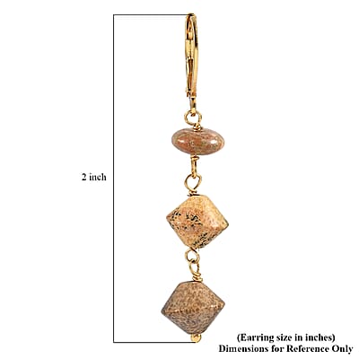 EverTrue Unakite and Picture Jasper 18.00 ctw Earrings in ION Plated YG Stainless Steel