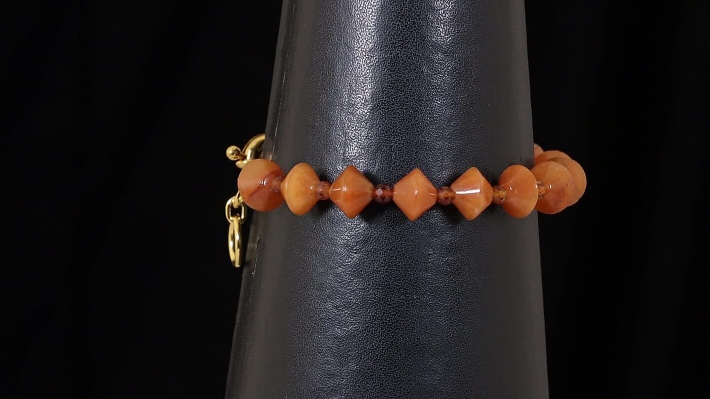 EverTrue Red Aventurine, Ceylon Hessonite Garnet Bracelet in 18K YG Plated (7.25 In) 62.00 ctw