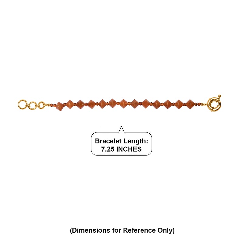 EverTrue Red Aventurine and Ceylon Hessonite Garnet 62.00 ctw Bracelet in 18K YG Plated (7.25 In)