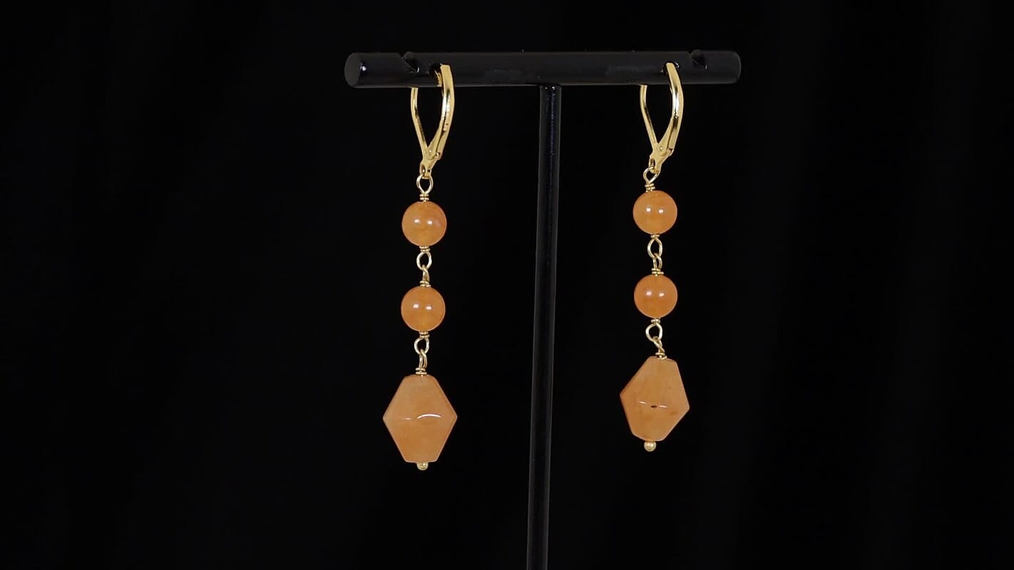EverTrue Red Aventurine Earrings in ION Plated YG Stainless Steel 20.00 ctw