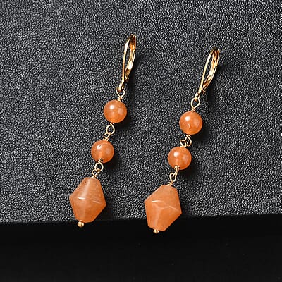 EverTrue Red Aventurine 20.00 ctw Earrings in ION Plated YG Stainless Steel