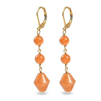 EverTrue Red Aventurine 20.00 ctw Earrings in ION Plated YG Stainless Steel