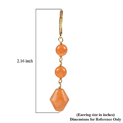 EverTrue Red Aventurine 20.00 ctw Earrings in ION Plated YG Stainless Steel