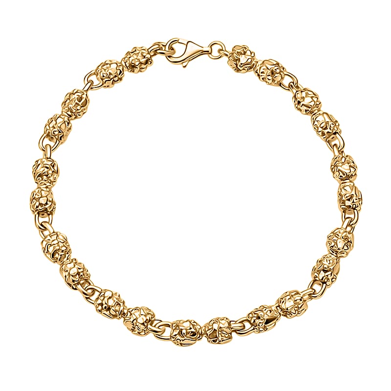Nugget Link Men's Bracelet in 18K Vermeil Yellow Gold Over Sterling Silver (8.50 In) 21.20 Grams