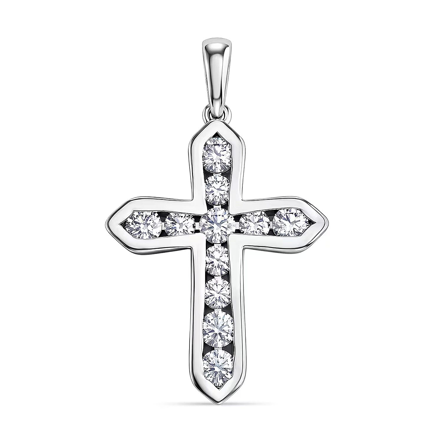 D'Joy Simulated Diamond Cross Pendant in Platinum Over Sterling Silver