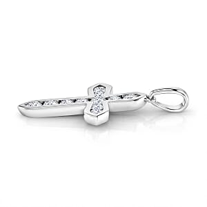 D'Joy Simulated Diamond Cross Pendant without Chain in Platinum Over Sterling Silver