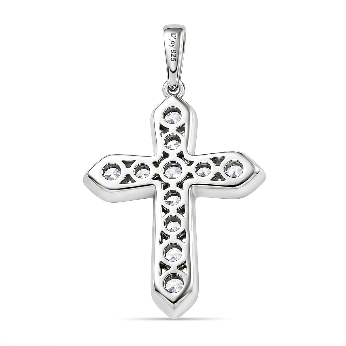 D'Joy Simulated Diamond Cross Pendant without Chain in Platinum Over Sterling Silver image number 4