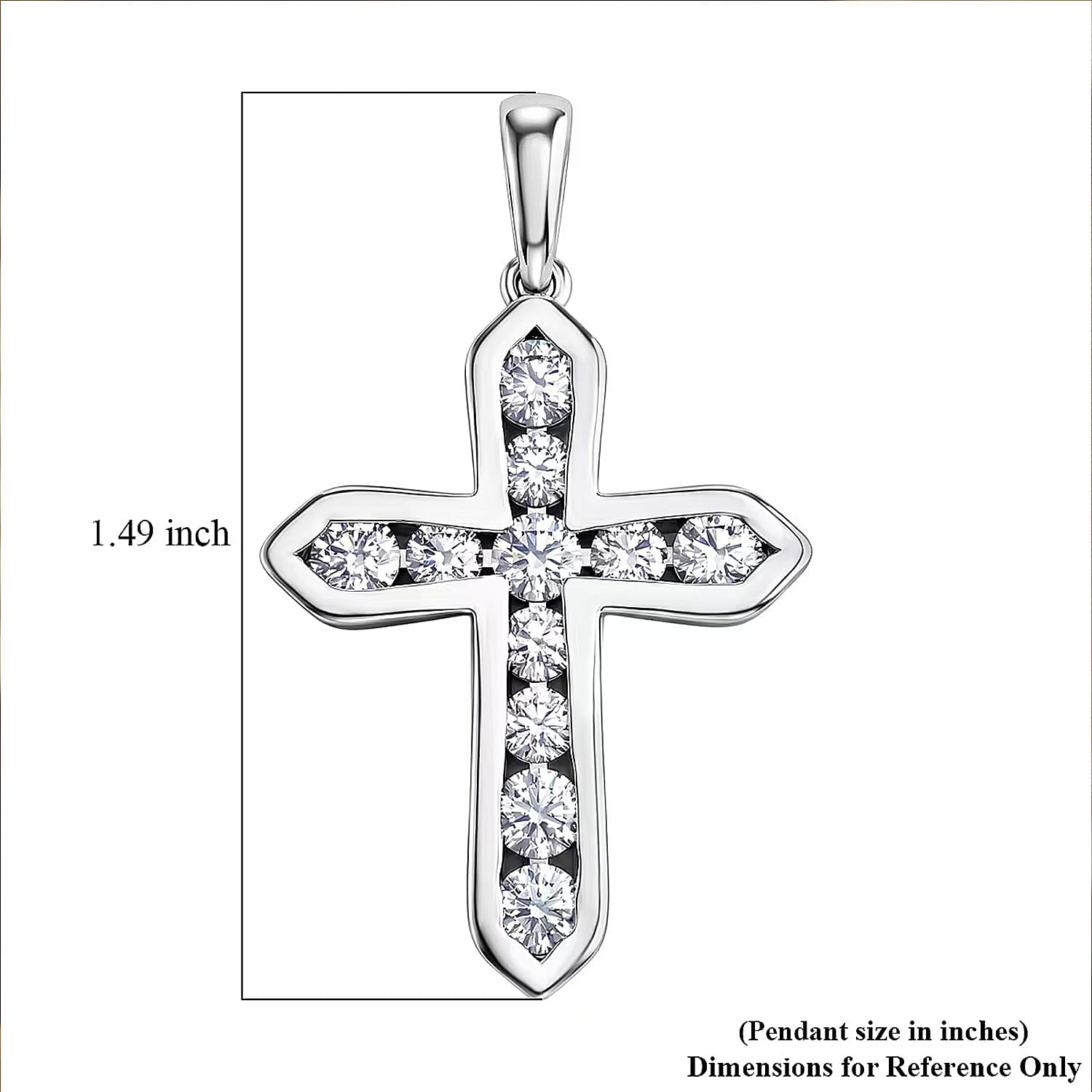 D'Joy Simulated Diamond Cross Pendant in Platinum Over Sterling Silver
