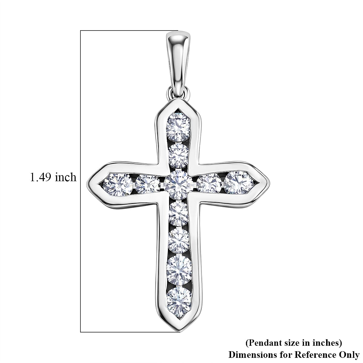 D'Joy Simulated Diamond Cross Pendant without Chain in Platinum Over Sterling Silver image number 5