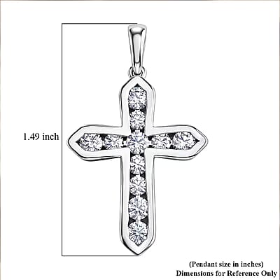 D'Joy Simulated Diamond Cross Pendant without Chain in Platinum Over Sterling Silver