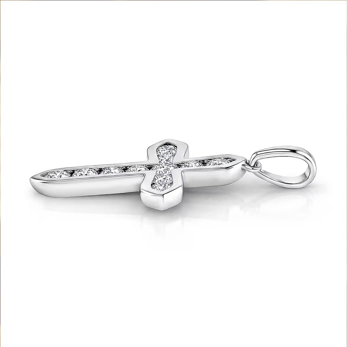 D'Joy Simulated Diamond Cross Pendant in Platinum Over Sterling Silver image number 6